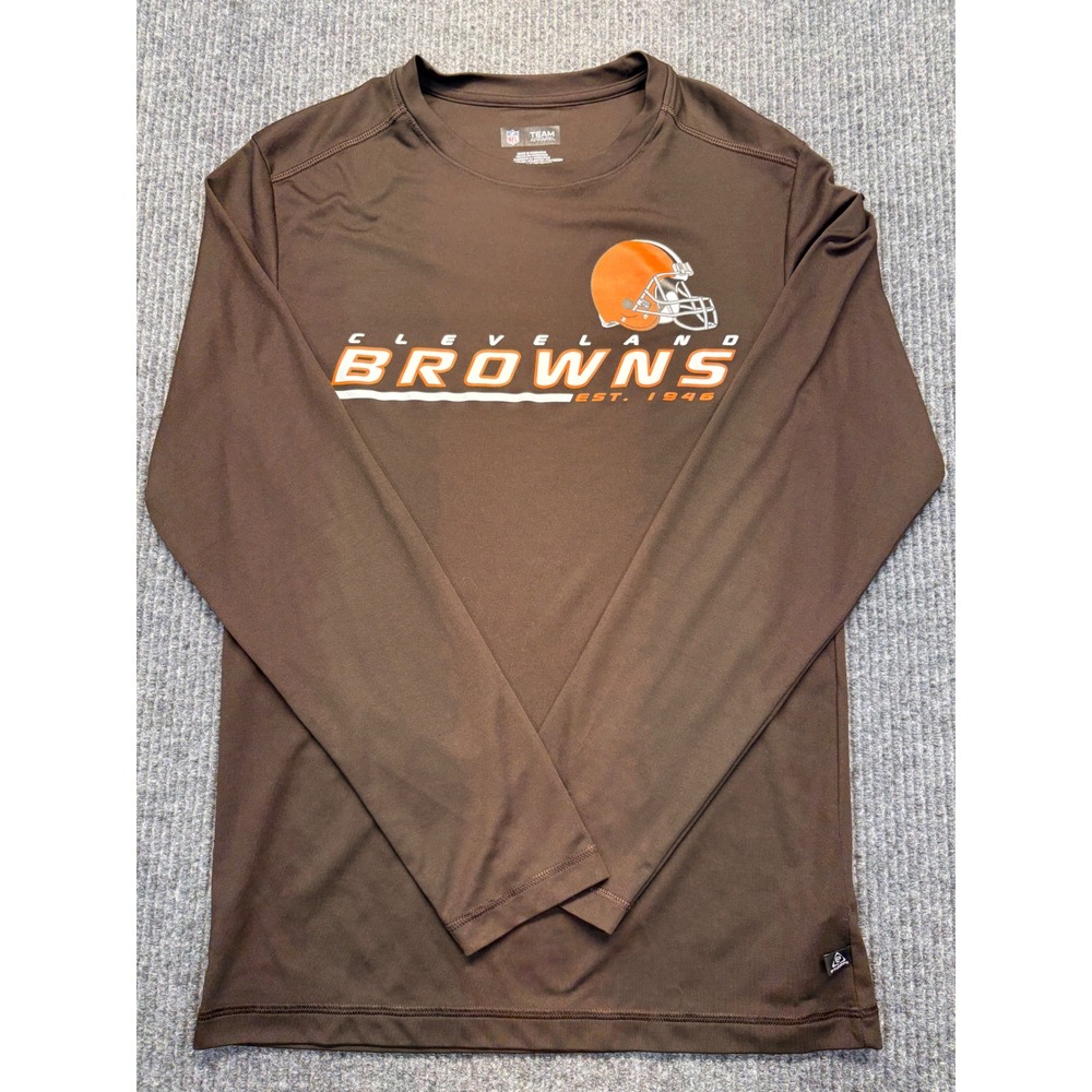 NFL Team Apparel Cleveland Browns Long Sleeve Shirt Mens Small Brown Performance
